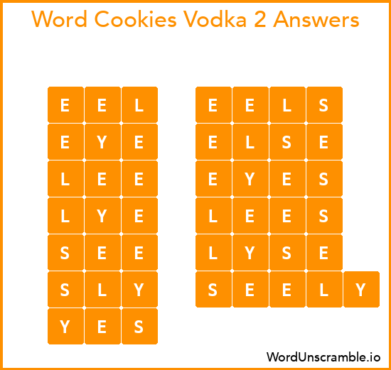 Word Cookies Vodka 2 Answers
