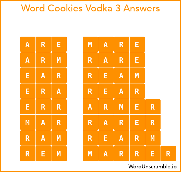 Word Cookies Vodka 3 Answers