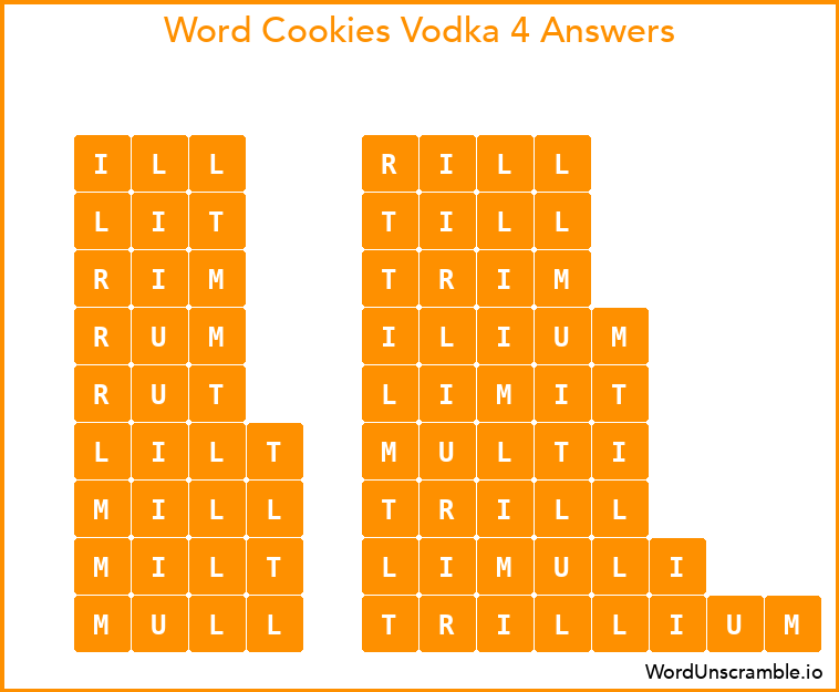 Word Cookies Vodka 4 Answers