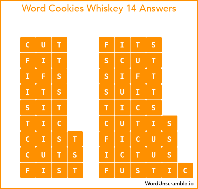 Word Cookies Whiskey 14 Answers