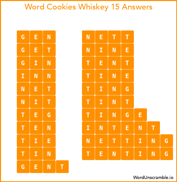 Word Cookies Whiskey 15 Answers