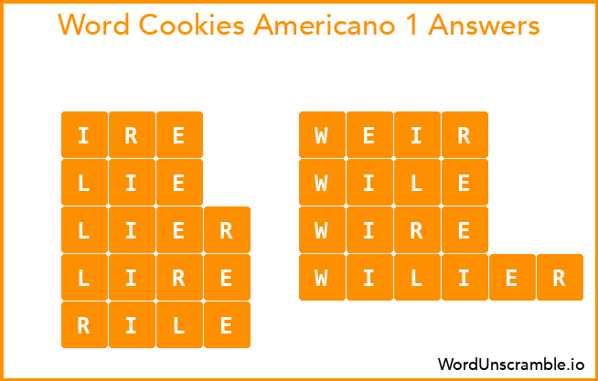 Word Cookies Americano 1 Answers