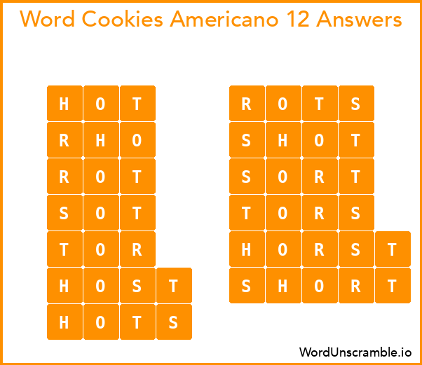 Word Cookies Americano 12 Answers