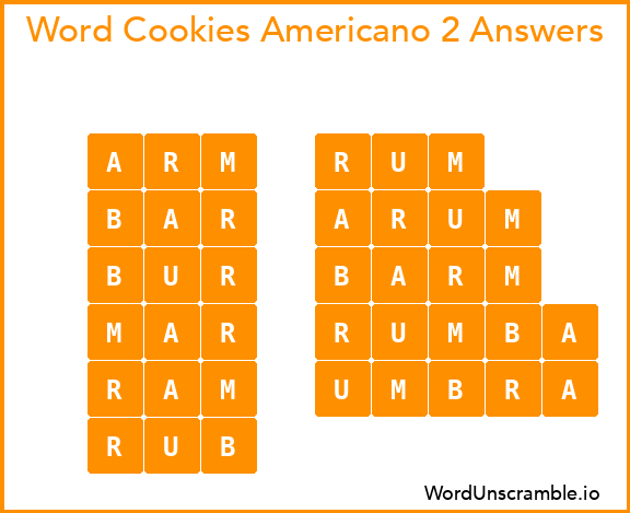 Word Cookies Americano 2 Answers