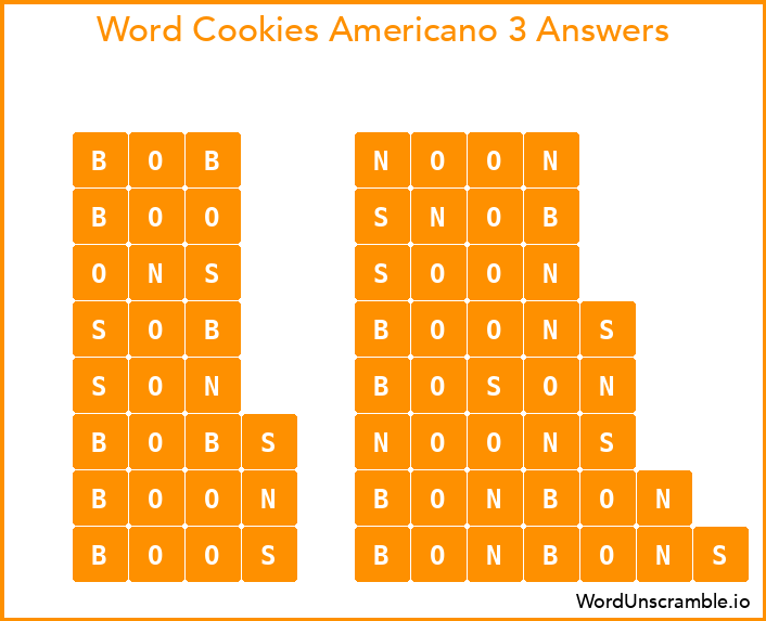 Word Cookies Americano 3 Answers
