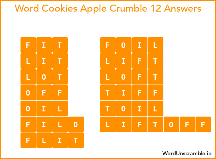 Word Cookies Apple Crumble 12 Answers