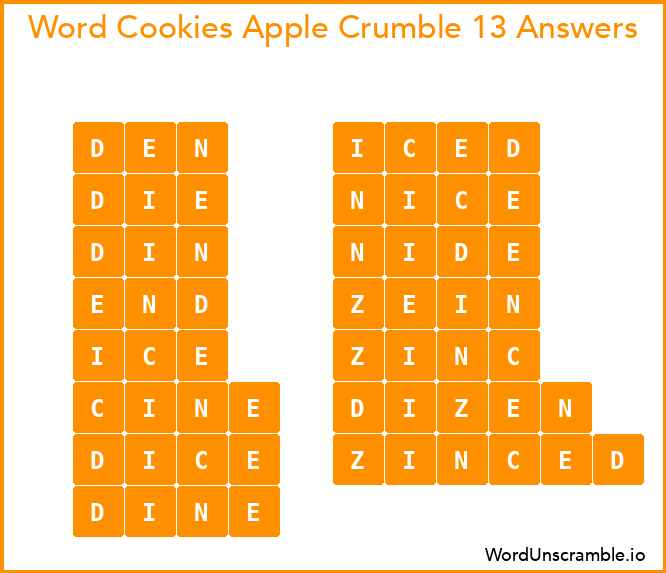 Word Cookies Apple Crumble 13 Answers