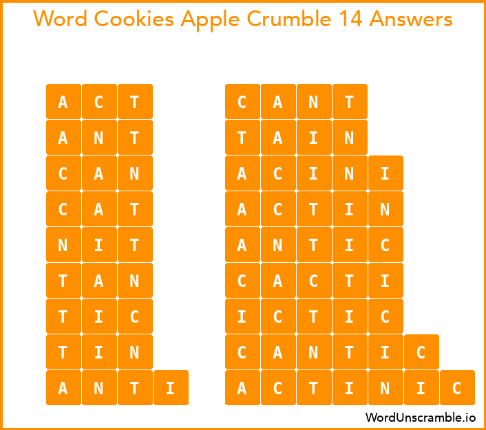 Word Cookies Apple Crumble 14 Answers