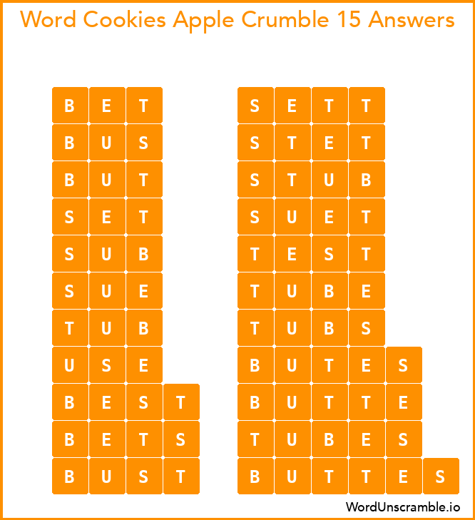 Word Cookies Apple Crumble 15 Answers