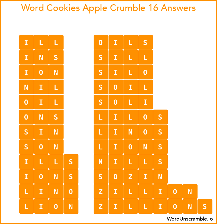 Word Cookies Apple Crumble 16 Answers