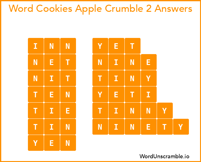 Word Cookies Apple Crumble 2 Answers