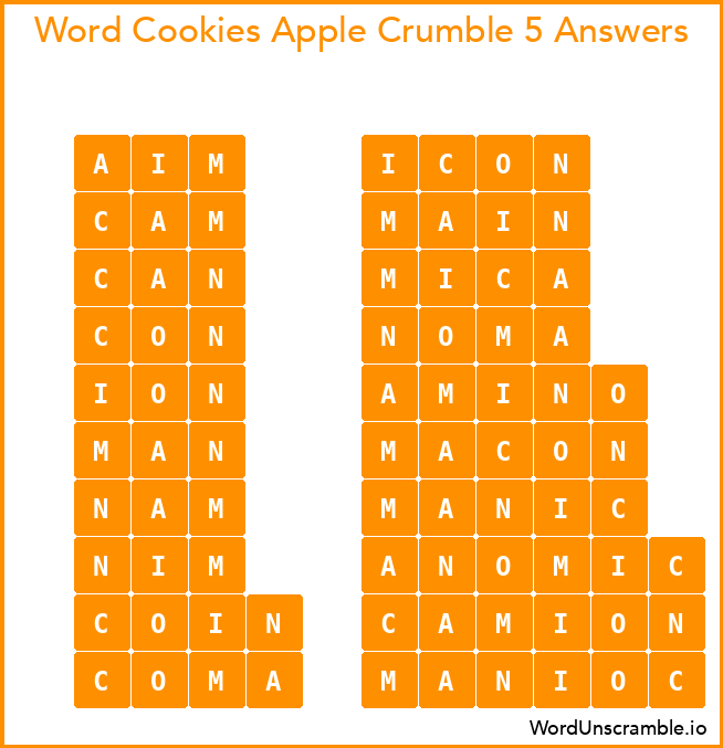 Word Cookies Apple Crumble 5 Answers