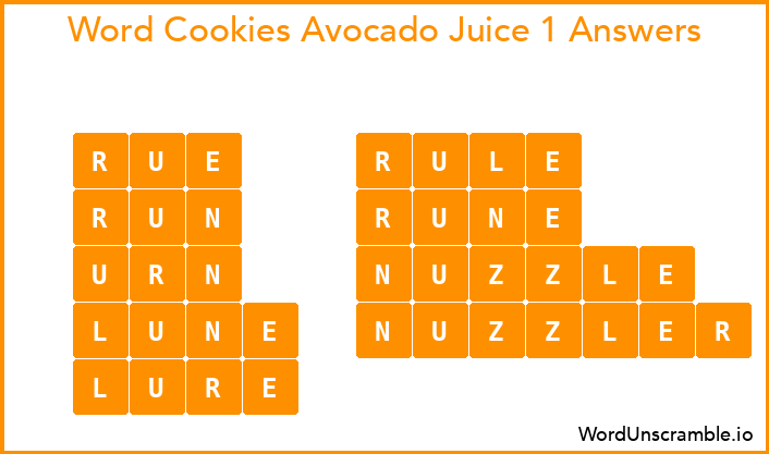 Word Cookies Avocado Juice 1 Answers