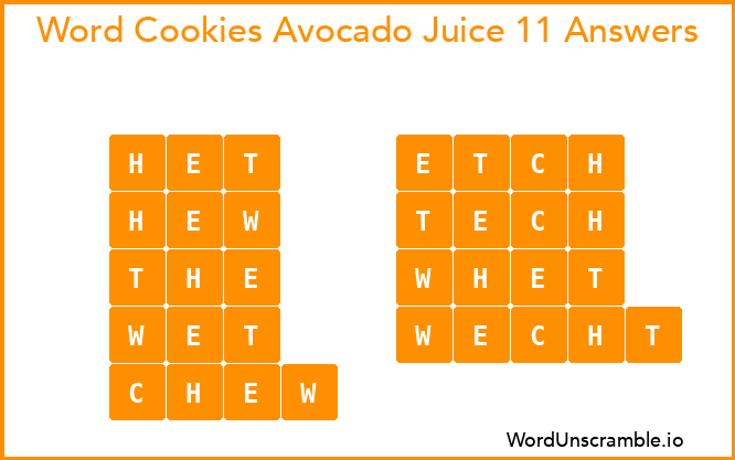 Word Cookies Avocado Juice 11 Answers