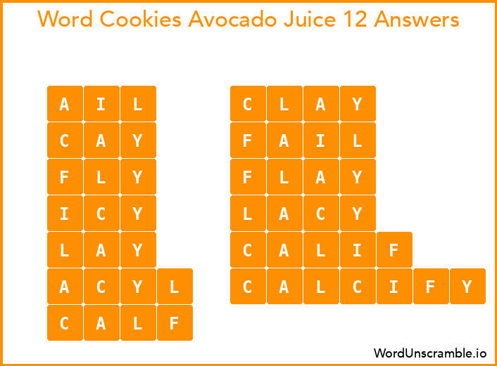 Word Cookies Avocado Juice 12 Answers
