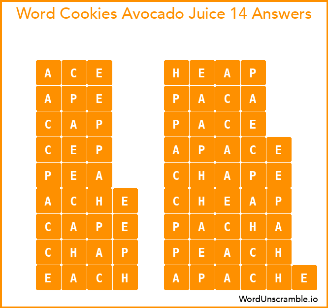 Word Cookies Avocado Juice 14 Answers