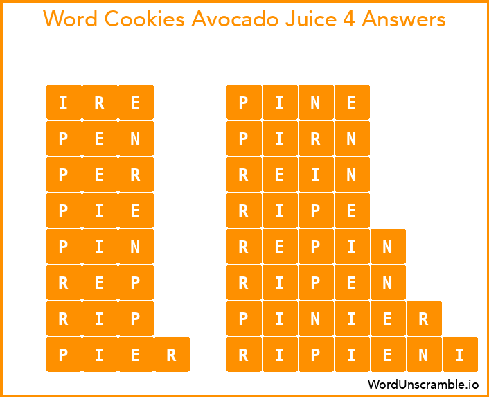 Word Cookies Avocado Juice 4 Answers