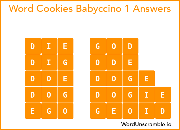 Word Cookies Babyccino 1 Answers