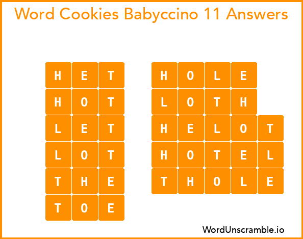 Word Cookies Babyccino 11 Answers