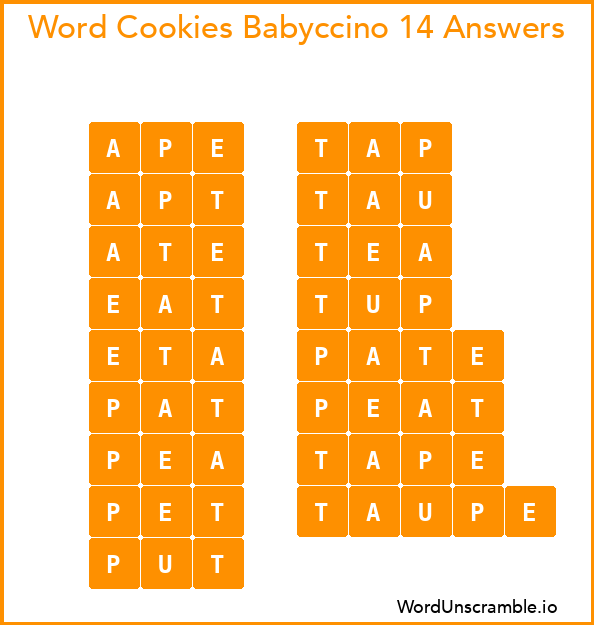 Word Cookies Babyccino 14 Answers