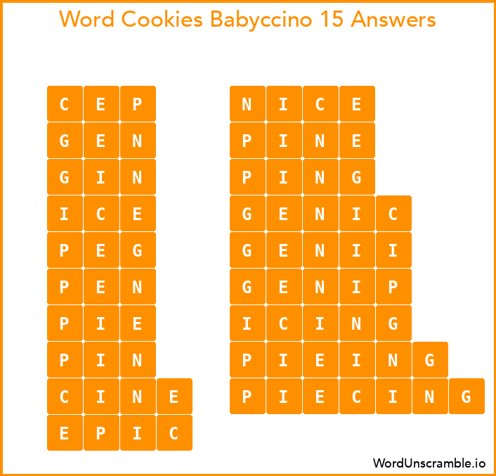 Word Cookies Babyccino 15 Answers