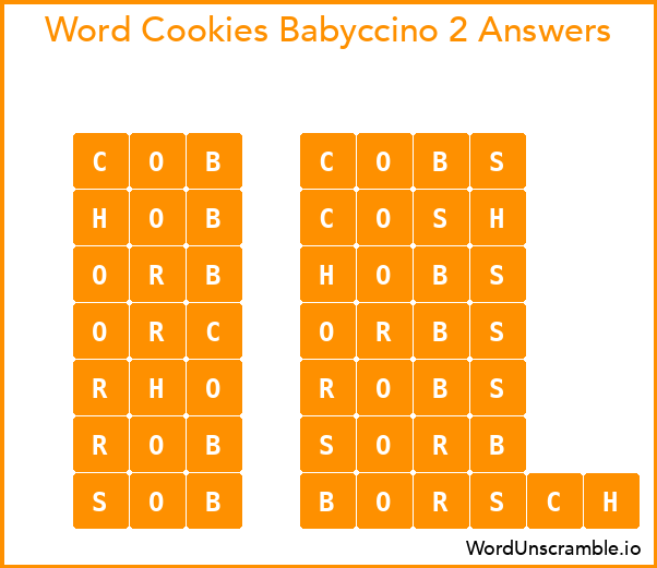 Word Cookies Babyccino 2 Answers