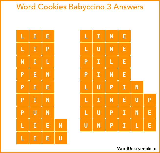 Word Cookies Babyccino 3 Answers