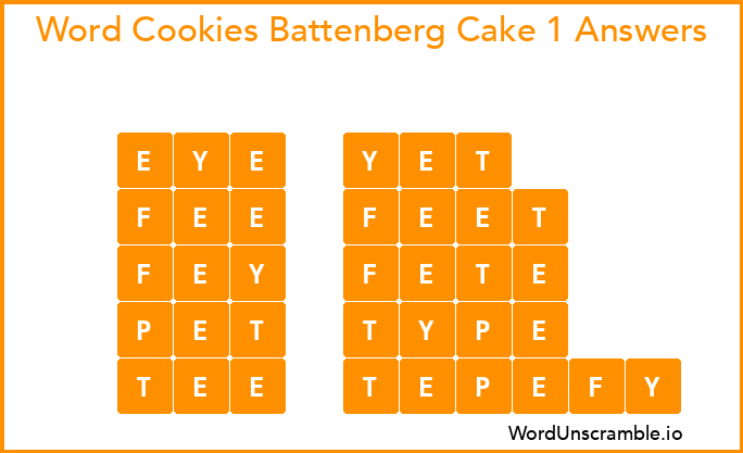 Word Cookies Battenberg Cake 1 Answers