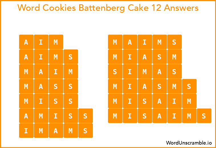 Word Cookies Battenberg Cake 12 Answers