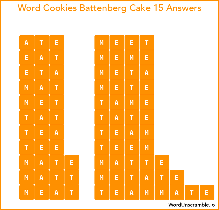Word Cookies Battenberg Cake 15 Answers