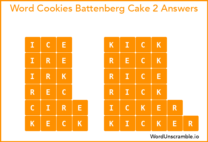 Word Cookies Battenberg Cake 2 Answers