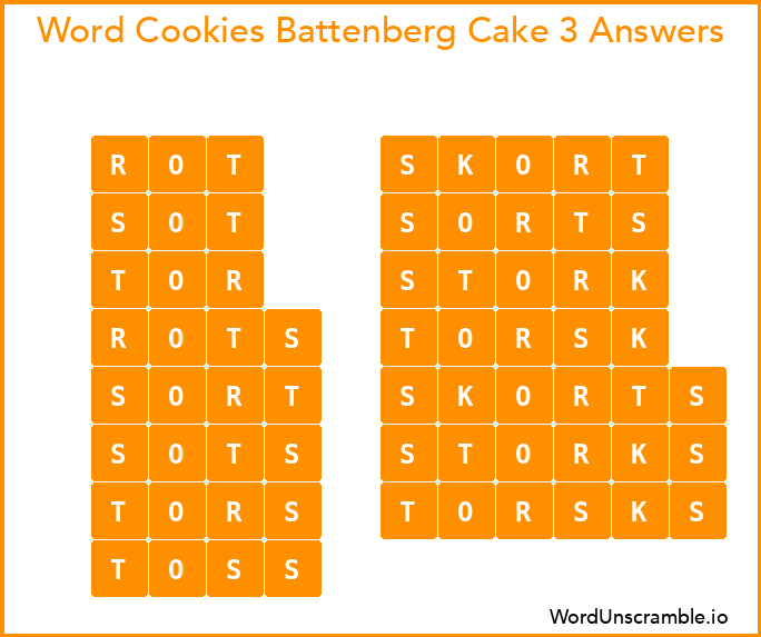 Word Cookies Battenberg Cake 3 Answers