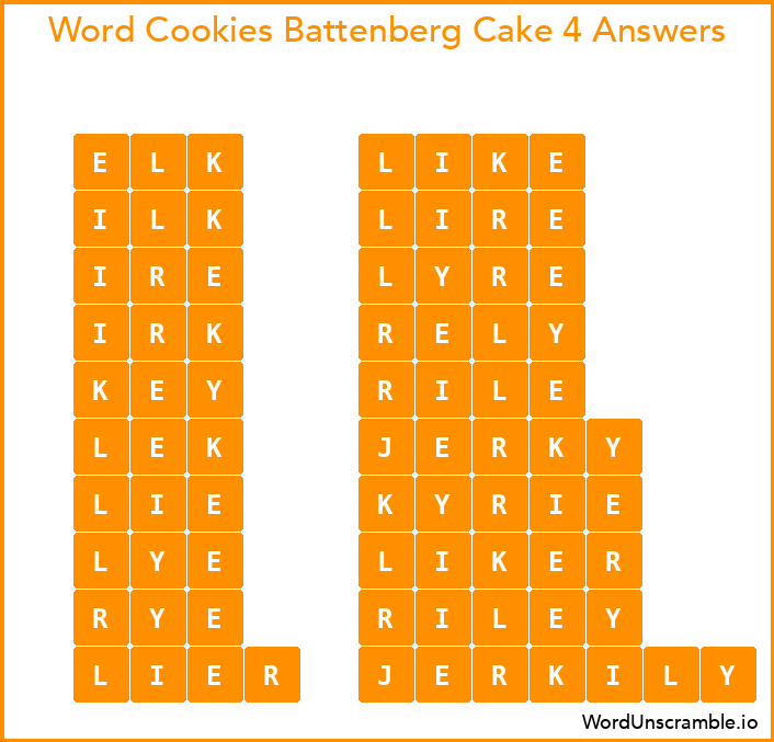 Word Cookies Battenberg Cake 4 Answers