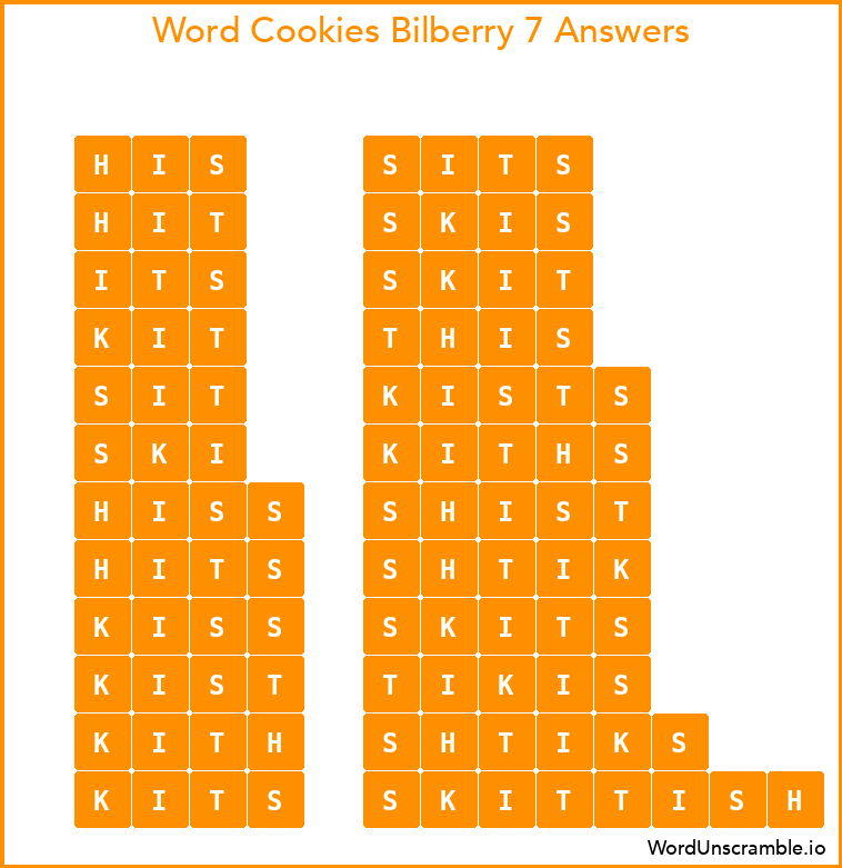 Word Cookies Bilberry 7 Answers