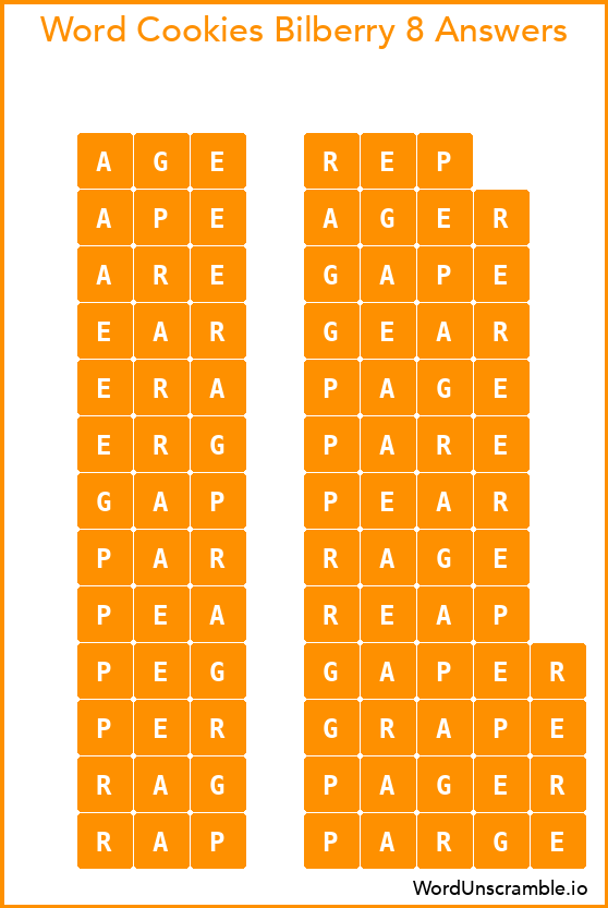 Word Cookies Bilberry 8 Answers