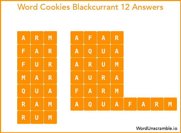 Word Cookies Blackcurrant 12 Answers