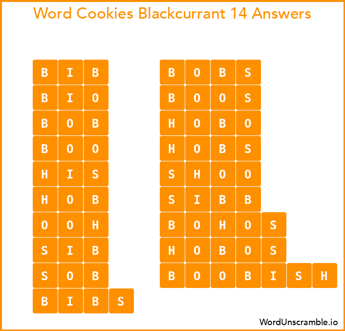 Word Cookies Blackcurrant 14 Answers