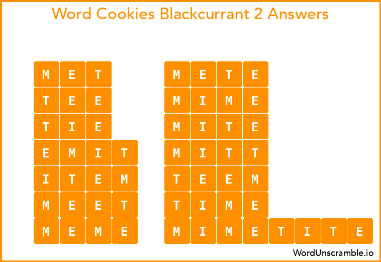 Word Cookies Blackcurrant 2 Answers