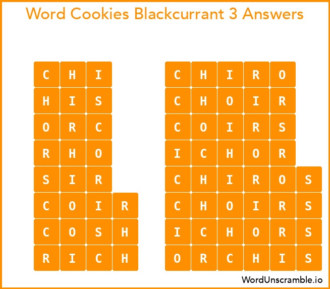 Word Cookies Blackcurrant 3 Answers