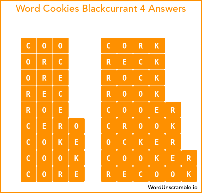 Word Cookies Blackcurrant 4 Answers
