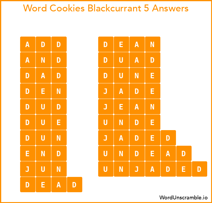 Word Cookies Blackcurrant 5 Answers
