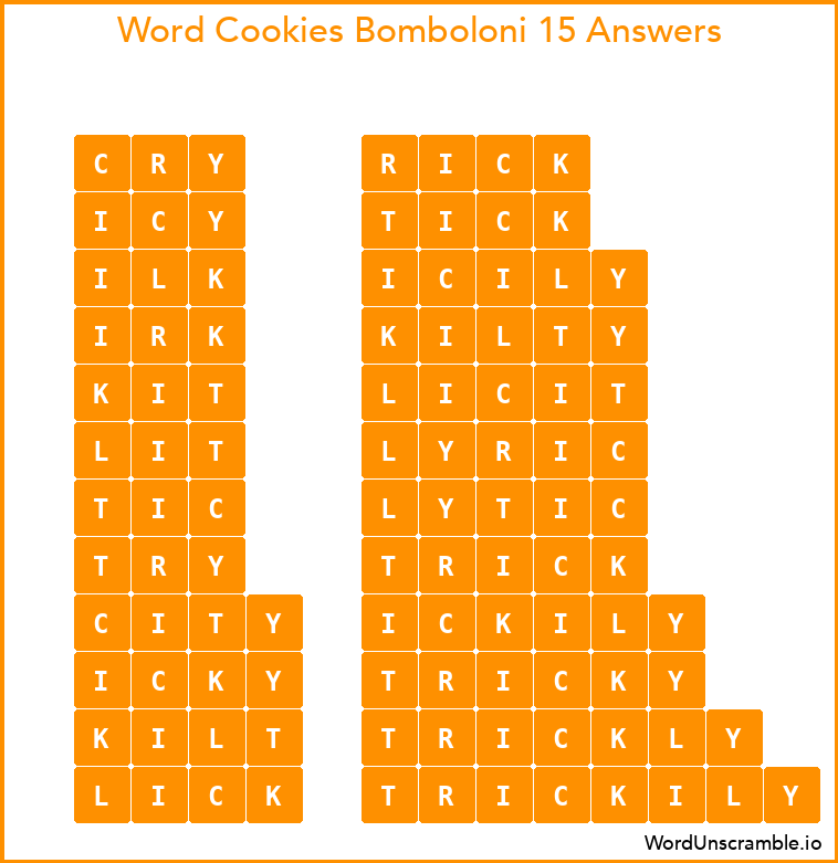 Word Cookies Bomboloni 15 Answers