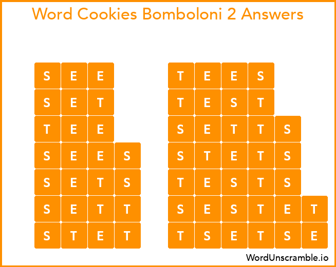 Word Cookies Bomboloni 2 Answers
