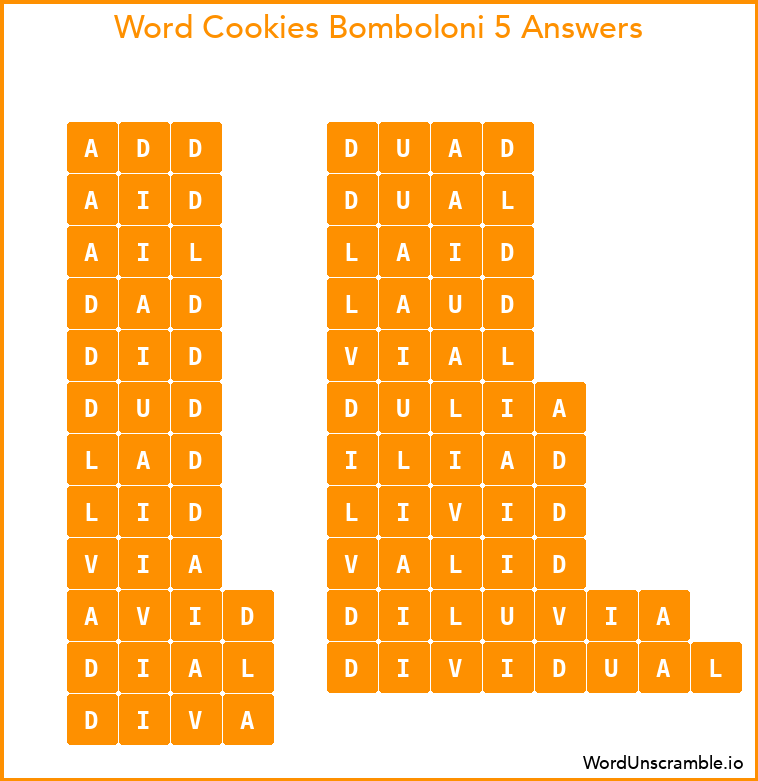 Word Cookies Bomboloni 5 Answers