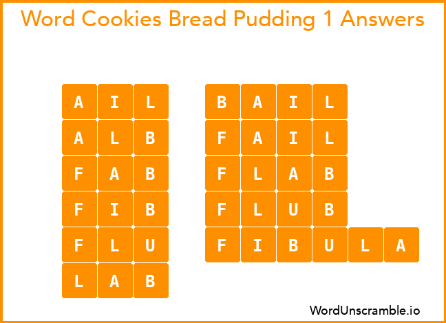 Word Cookies Bread Pudding 1 Answers