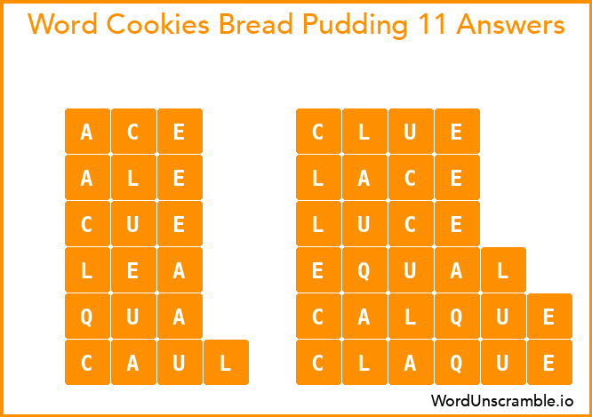 Word Cookies Bread Pudding 11 Answers