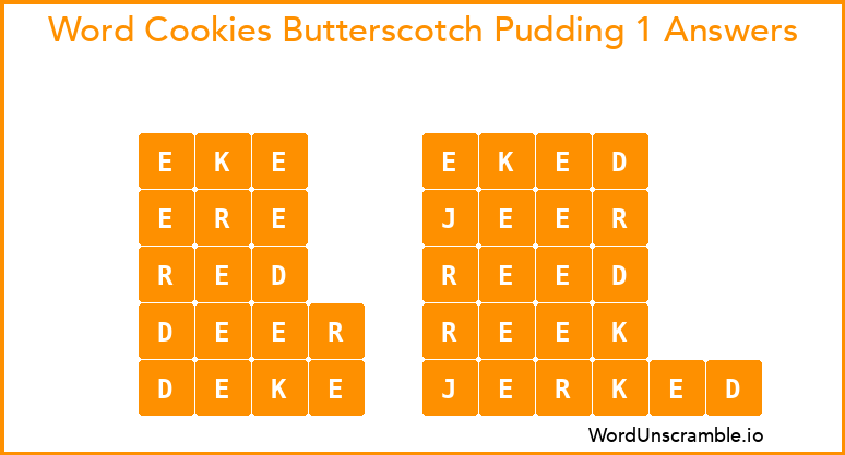 Word Cookies Butterscotch Pudding 1 Answers