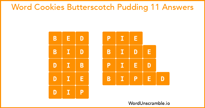 Word Cookies Butterscotch Pudding 11 Answers