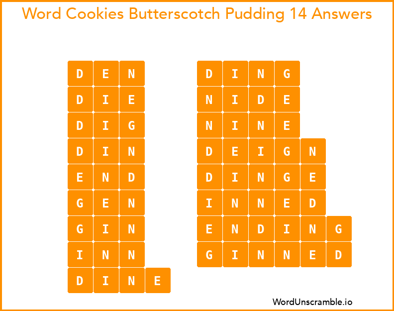 Word Cookies Butterscotch Pudding 14 Answers