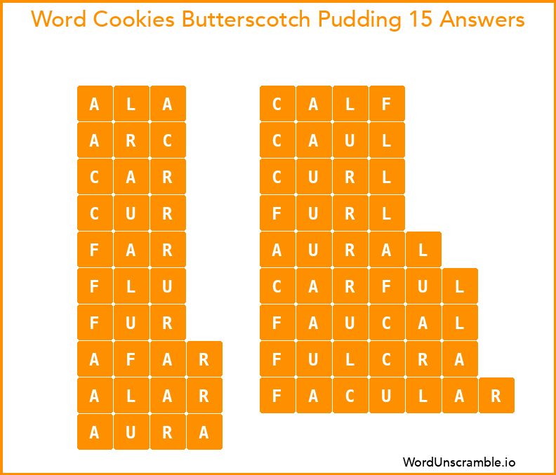 Word Cookies Butterscotch Pudding 15 Answers